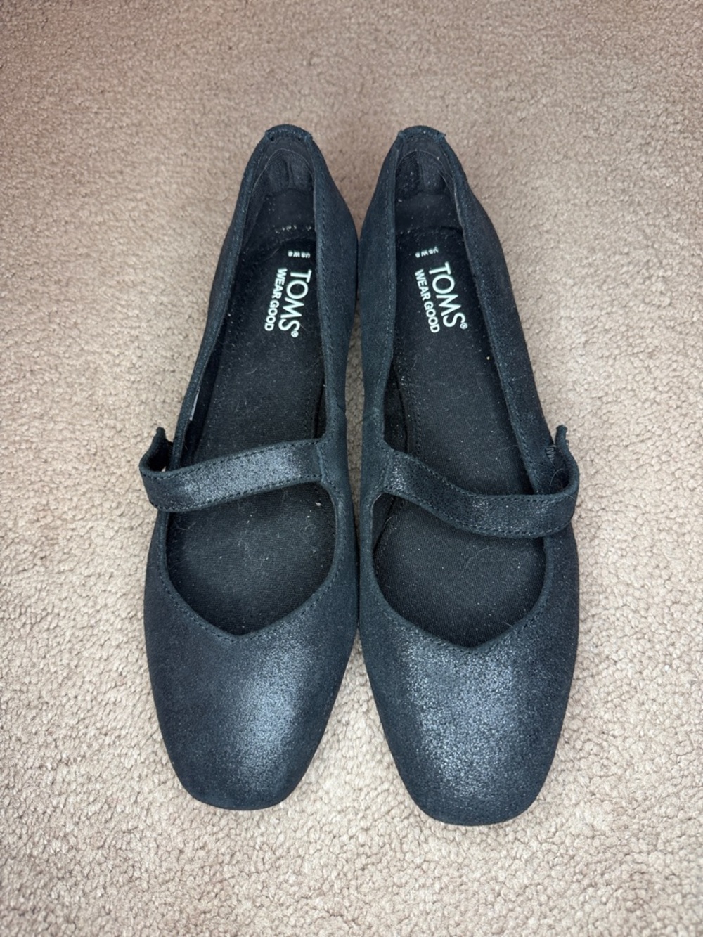 TOMS Black Sparkle Mary Jane Flats